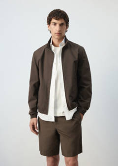 Straight cotton lyocell jacket — Brown 1