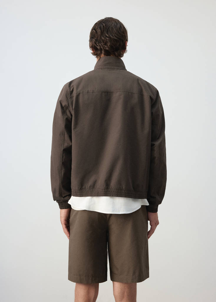 Straight cotton lyocell jacket — Brown