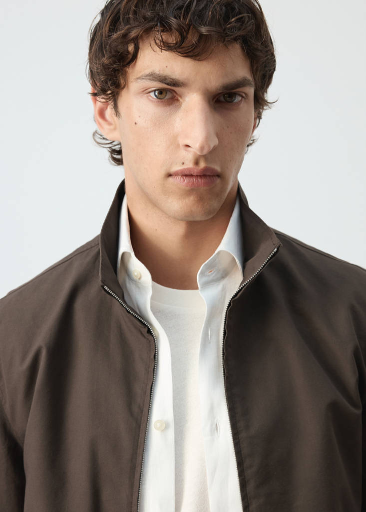 Straight cotton lyocell jacket — Brown