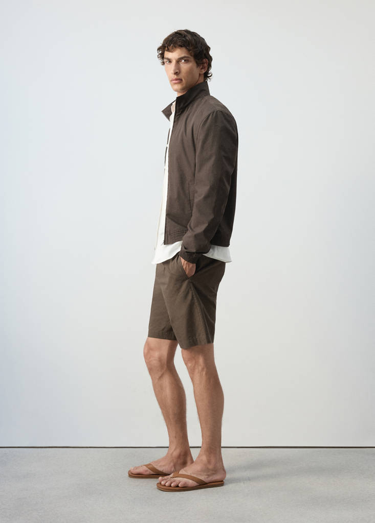 Straight cotton lyocell jacket — Brown