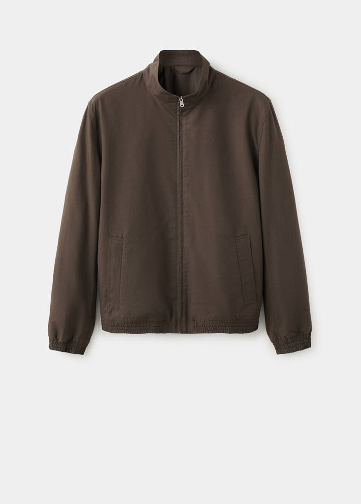 Straight cotton lyocell jacket — Brown