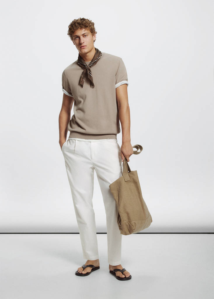 Regular fit trousers in a cotton-lyocell blend — Off White