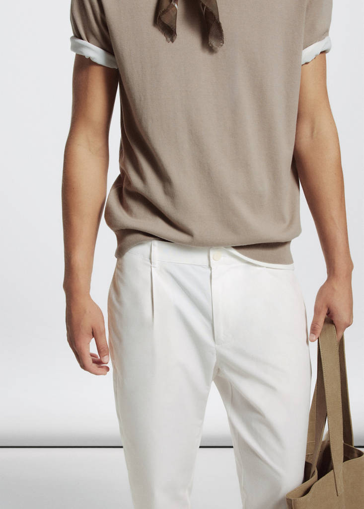 Regular fit trousers in a cotton-lyocell blend — Off White