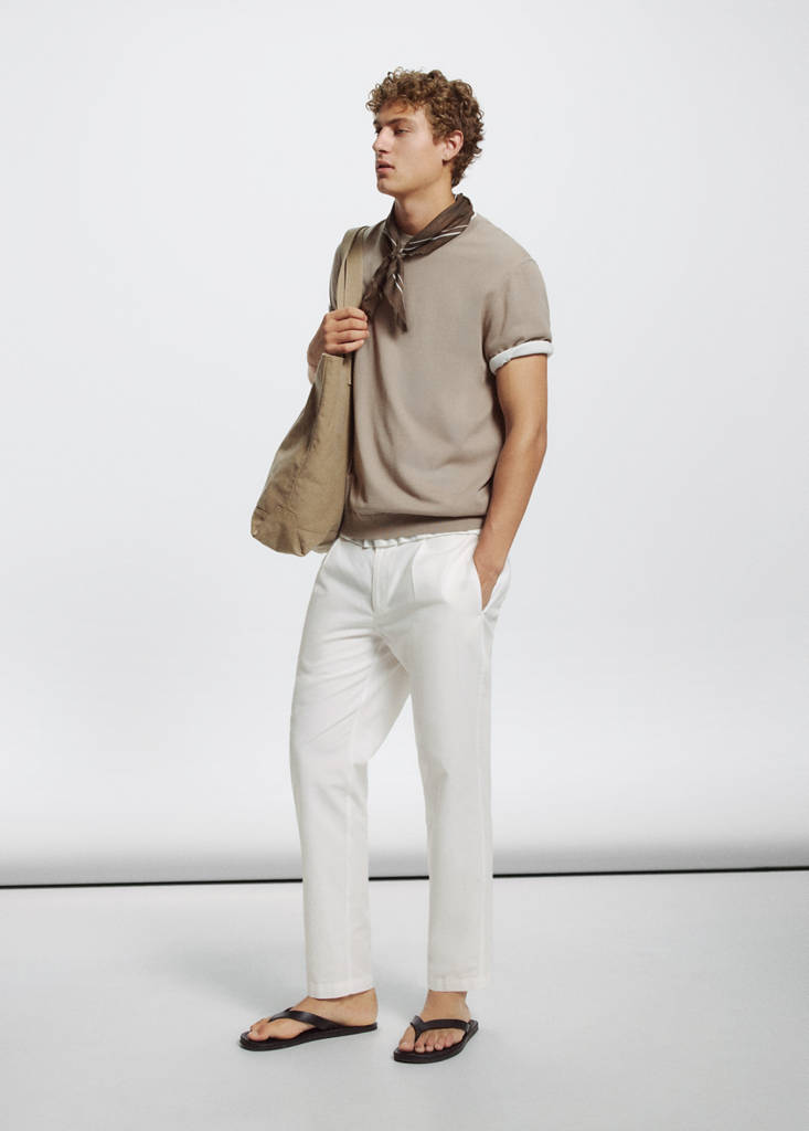 Regular fit trousers in a cotton-lyocell blend — Off White