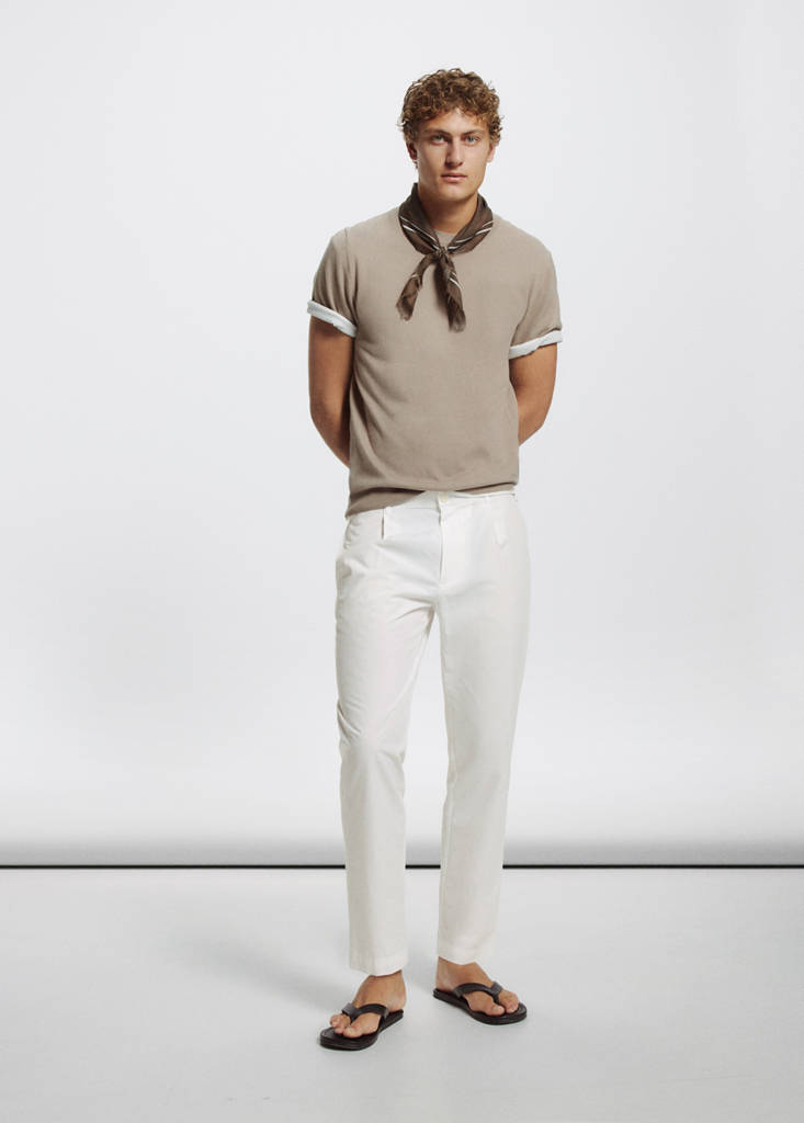 Regular fit trousers in a cotton-lyocell blend — Off White