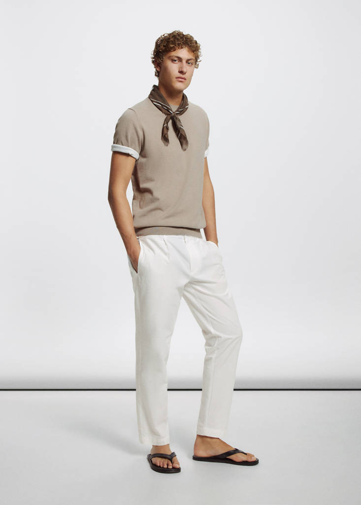 Regular fit trousers in a cotton-lyocell blend — Off White