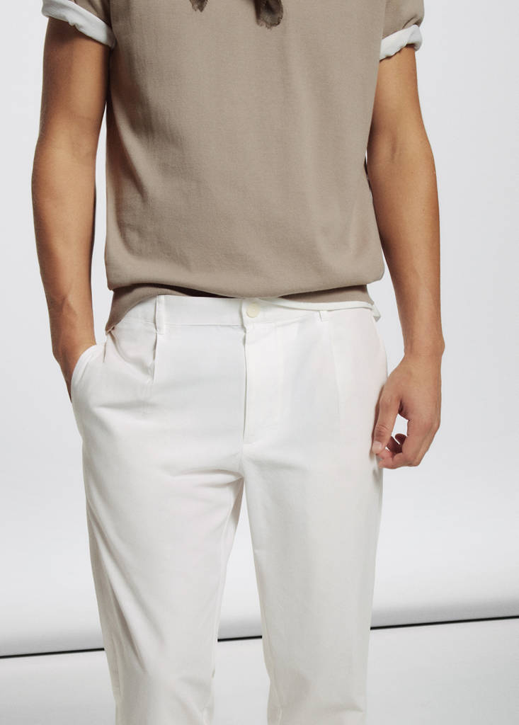 Regular fit trousers in a cotton-lyocell blend — Off White