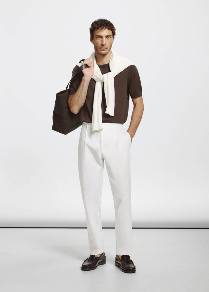 Regular fit trousers in a cotton-lyocell blend — Off White