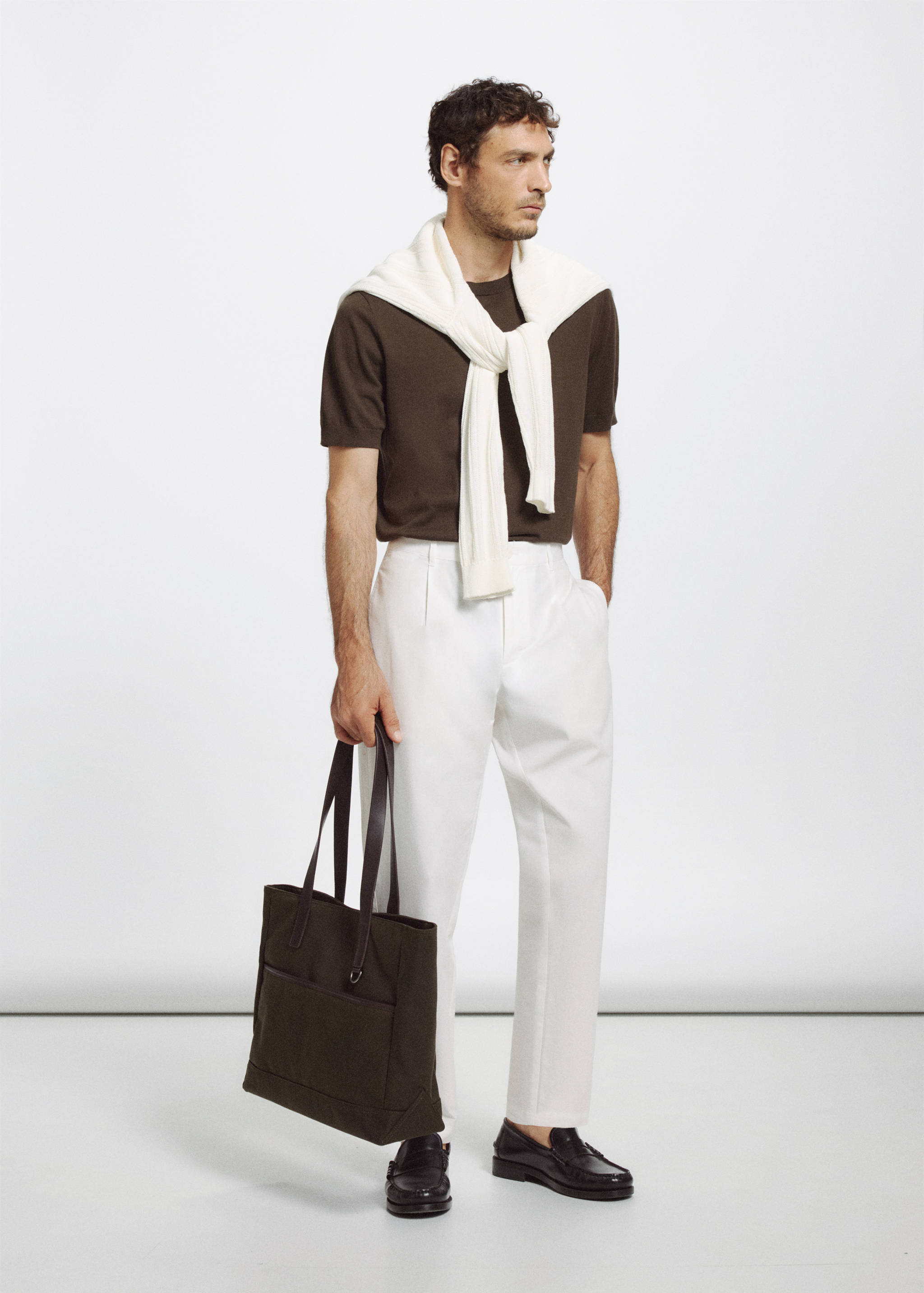 Regular fit trousers in a cotton-lyocell blend - Medium plane