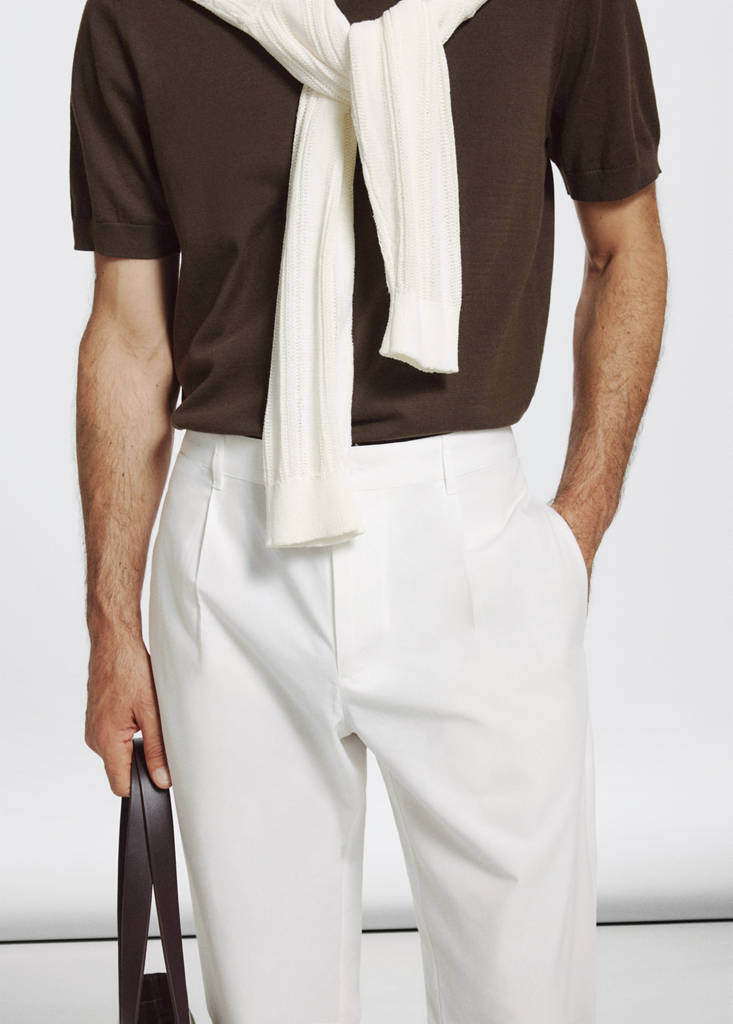 Regular fit trousers in a cotton-lyocell blend — Off White