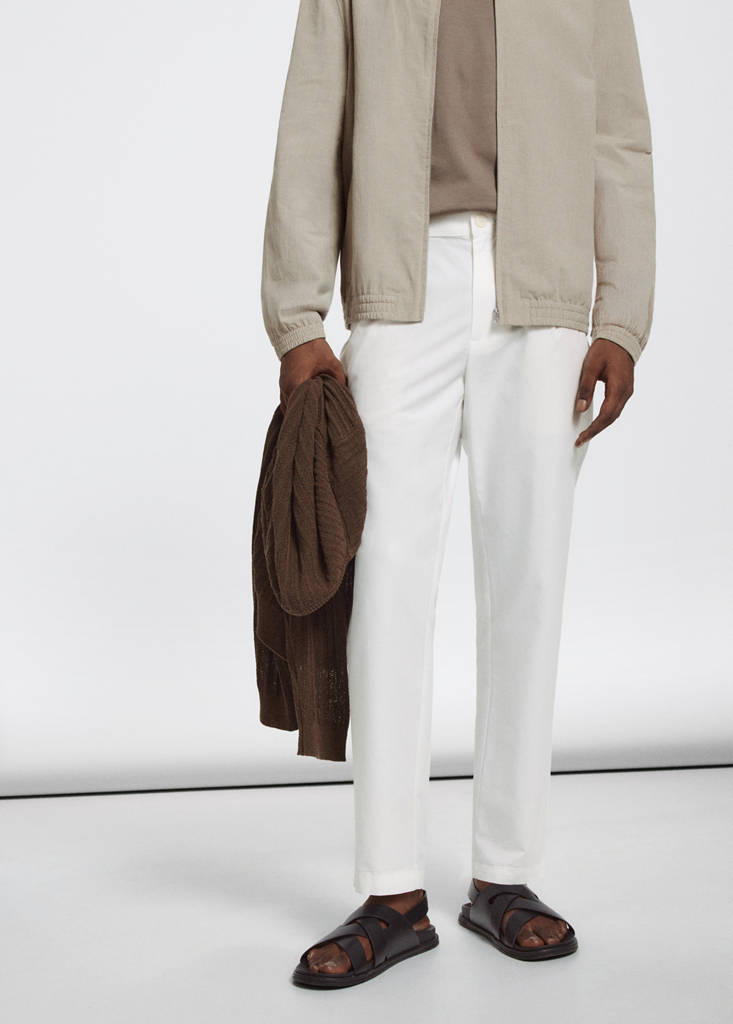 Regular fit trousers in a cotton-lyocell blend — Off White