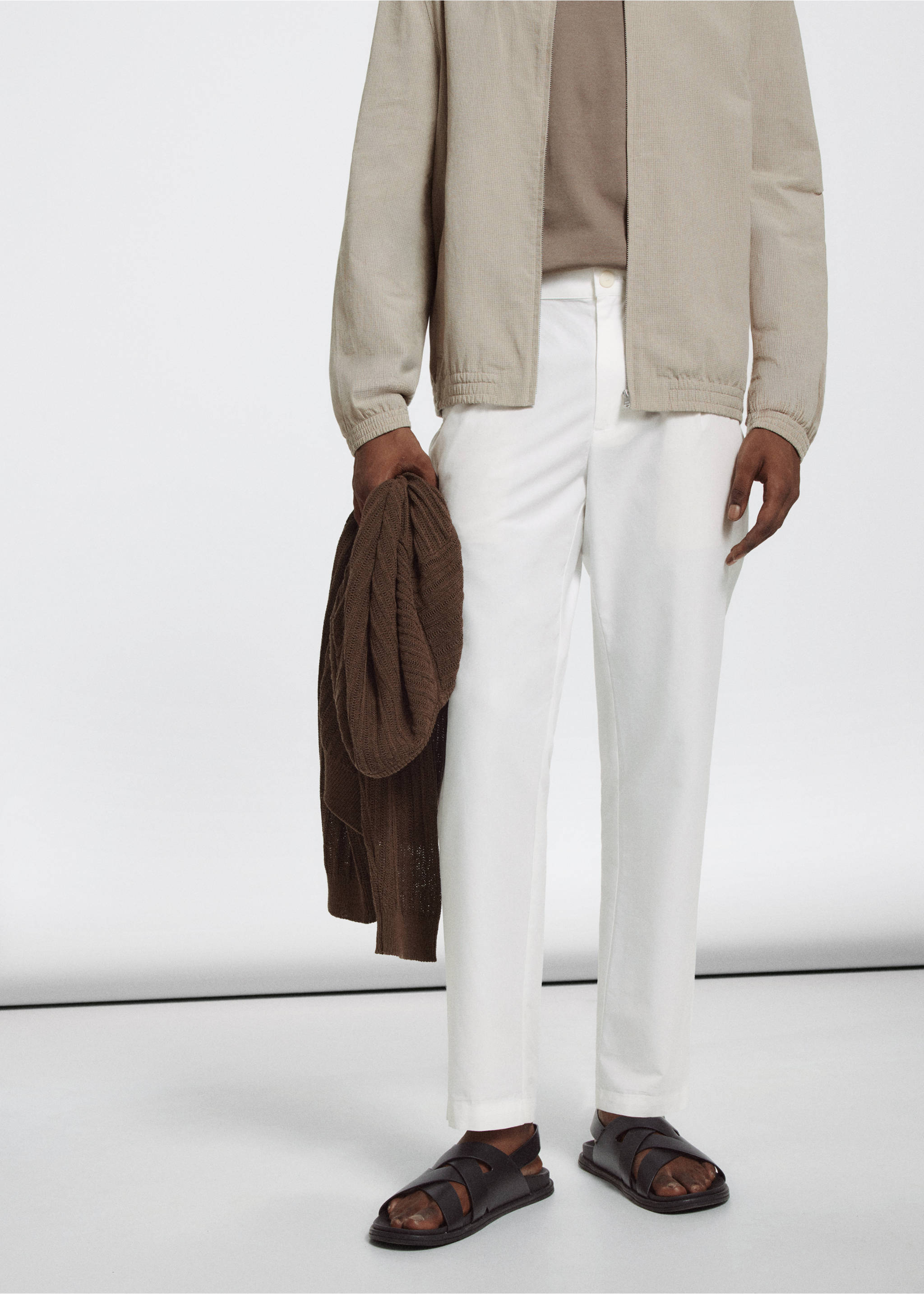 Regular fit trousers in a cotton-lyocell blend - Reverse of the article, Off White. Ref: 37032890-03.