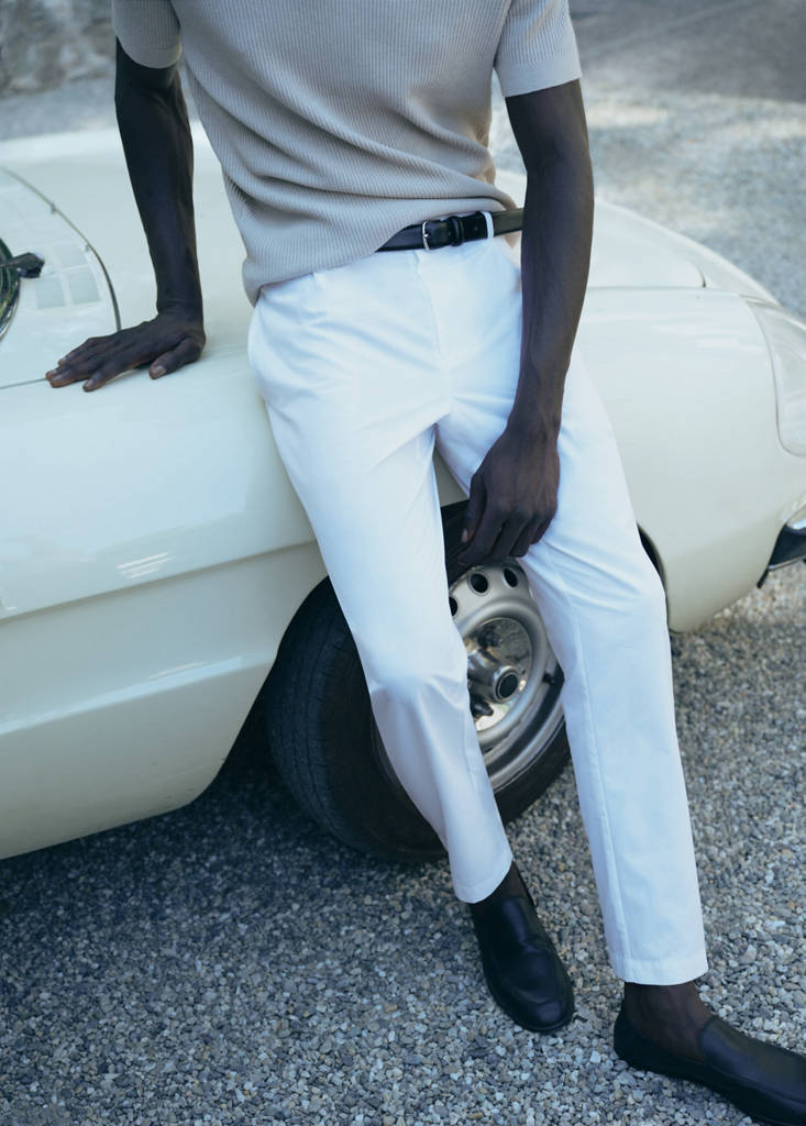 Regular fit trousers in a cotton-lyocell blend — Off White