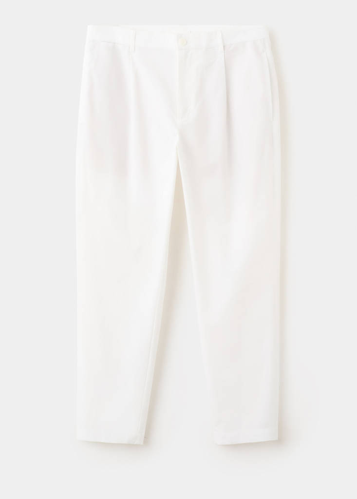 Regular fit trousers in a cotton-lyocell blend — Off White