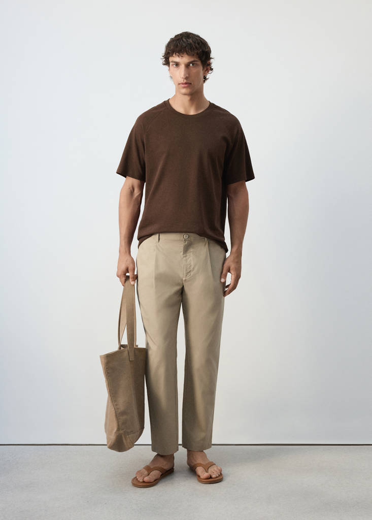 Regular fit trousers in a cotton-lyocell blend — Beige