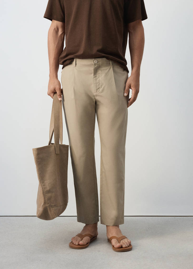 Regular fit trousers in a cotton-lyocell blend — Beige