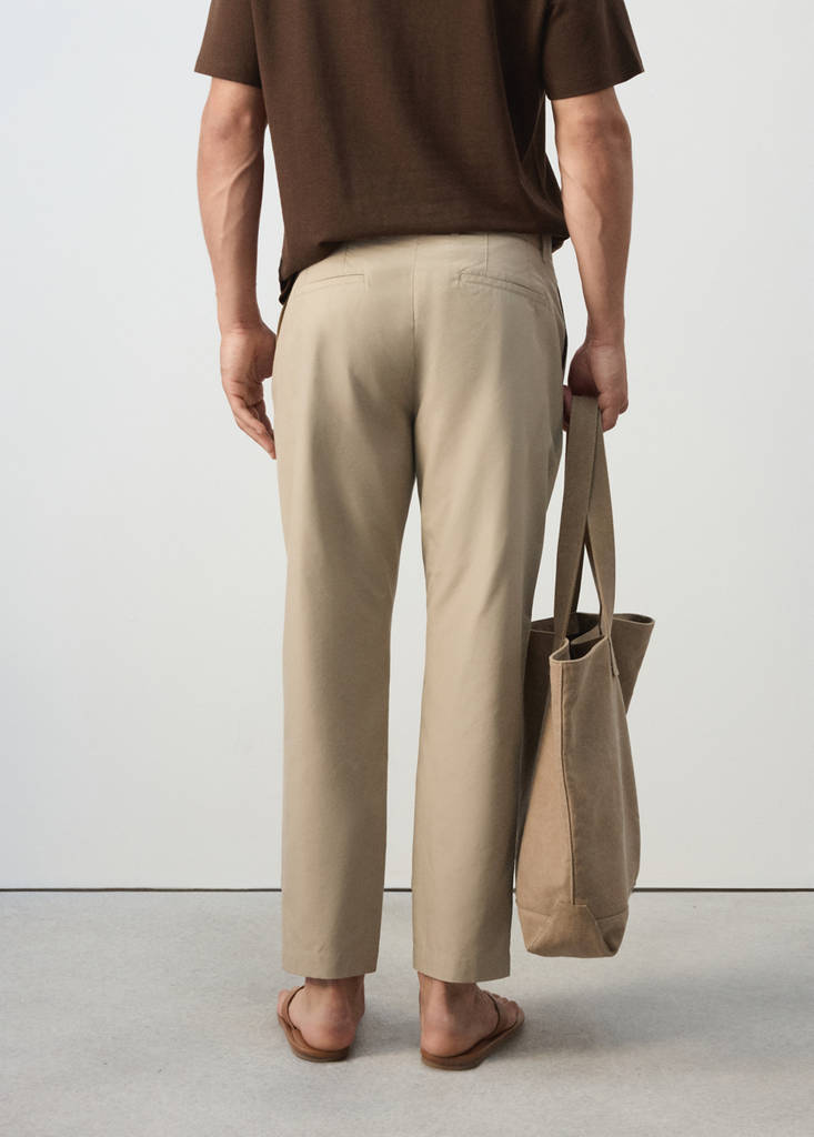 Regular fit trousers in a cotton-lyocell blend — Beige