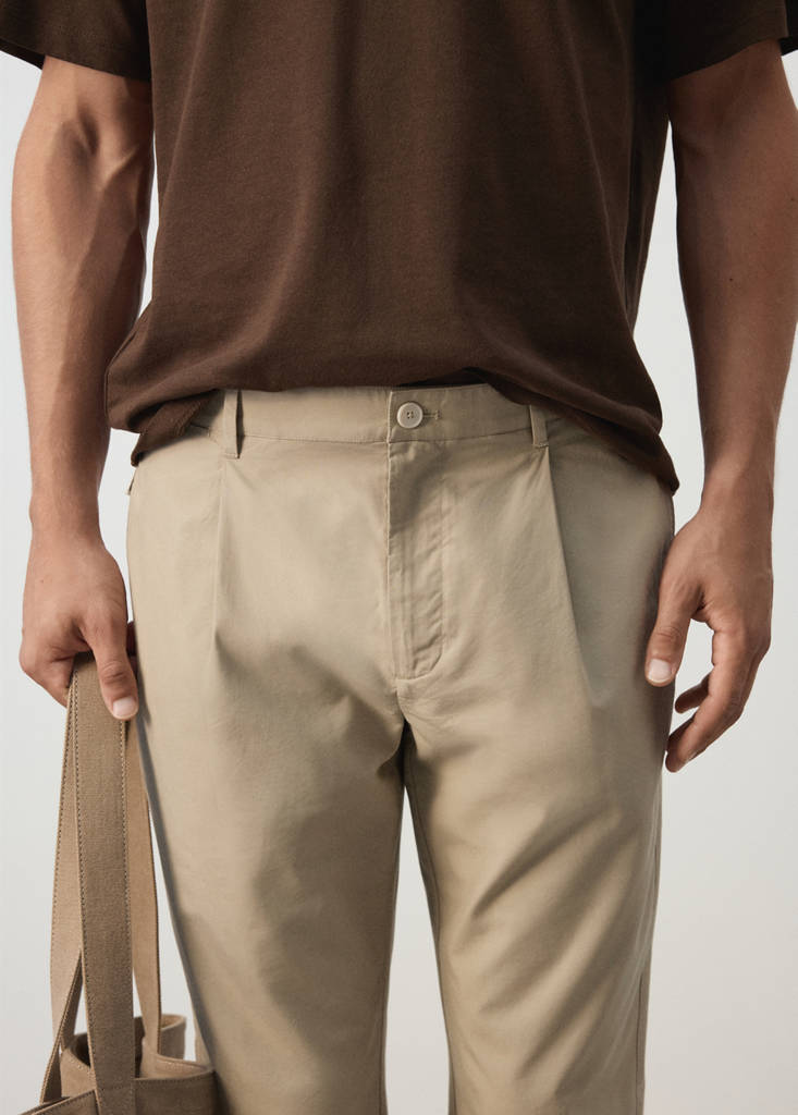 Regular fit trousers in a cotton-lyocell blend — Beige
