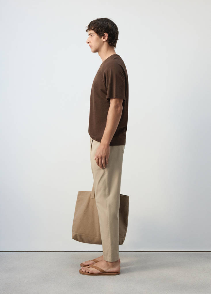 Regular fit trousers in a cotton-lyocell blend — Beige
