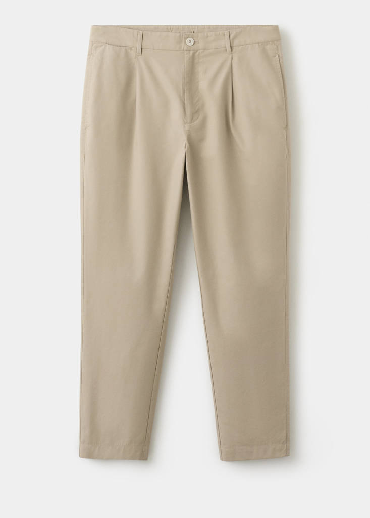 Regular fit trousers in a cotton-lyocell blend — Beige