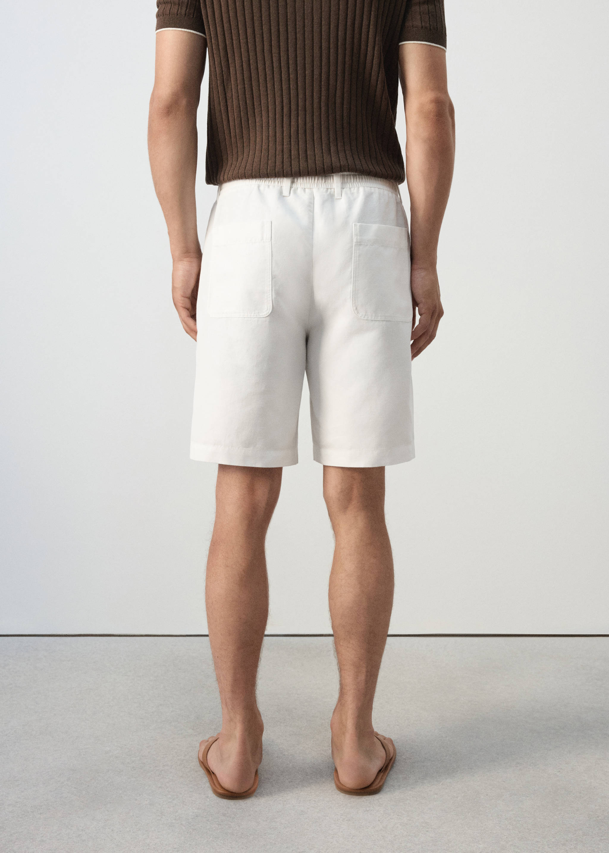 Bermuda en mélange coton-lin avec cordon - Verso de l’article