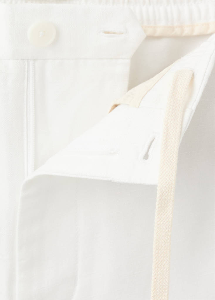 Relaxed fit cotton-linen blend Bermuda shorts — Off White