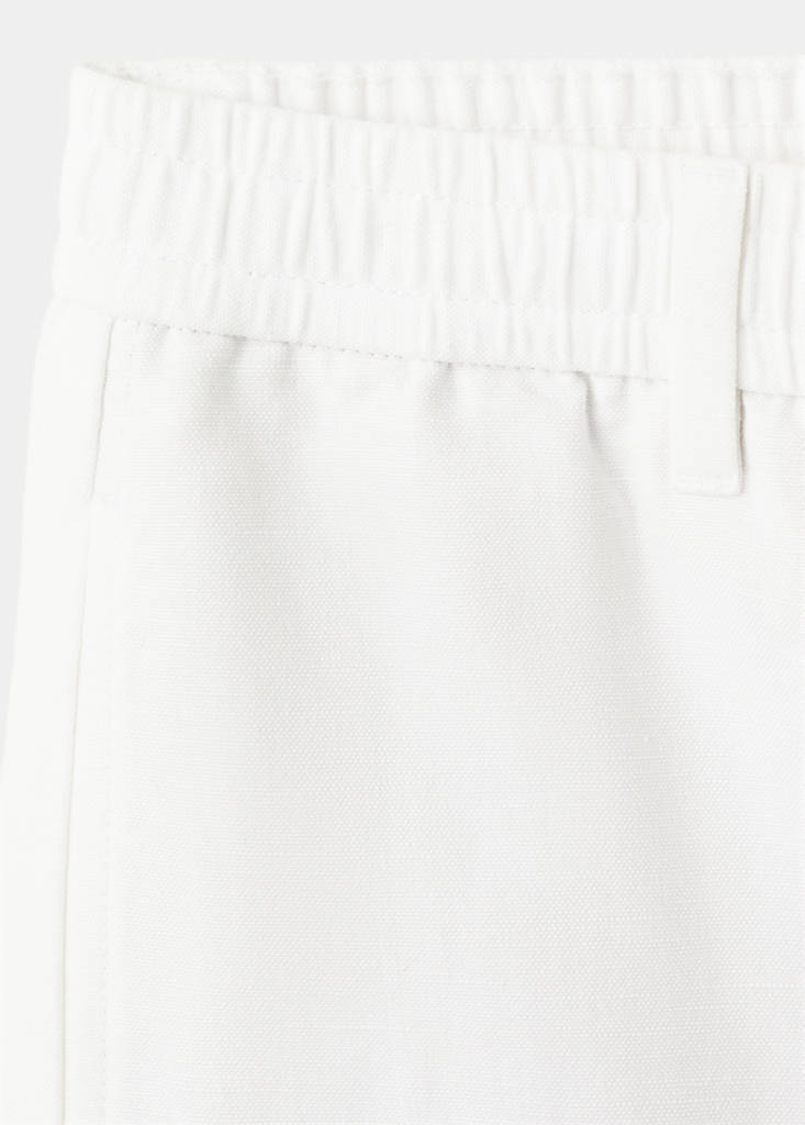 Relaxed fit cotton-linen blend Bermuda shorts — Off White