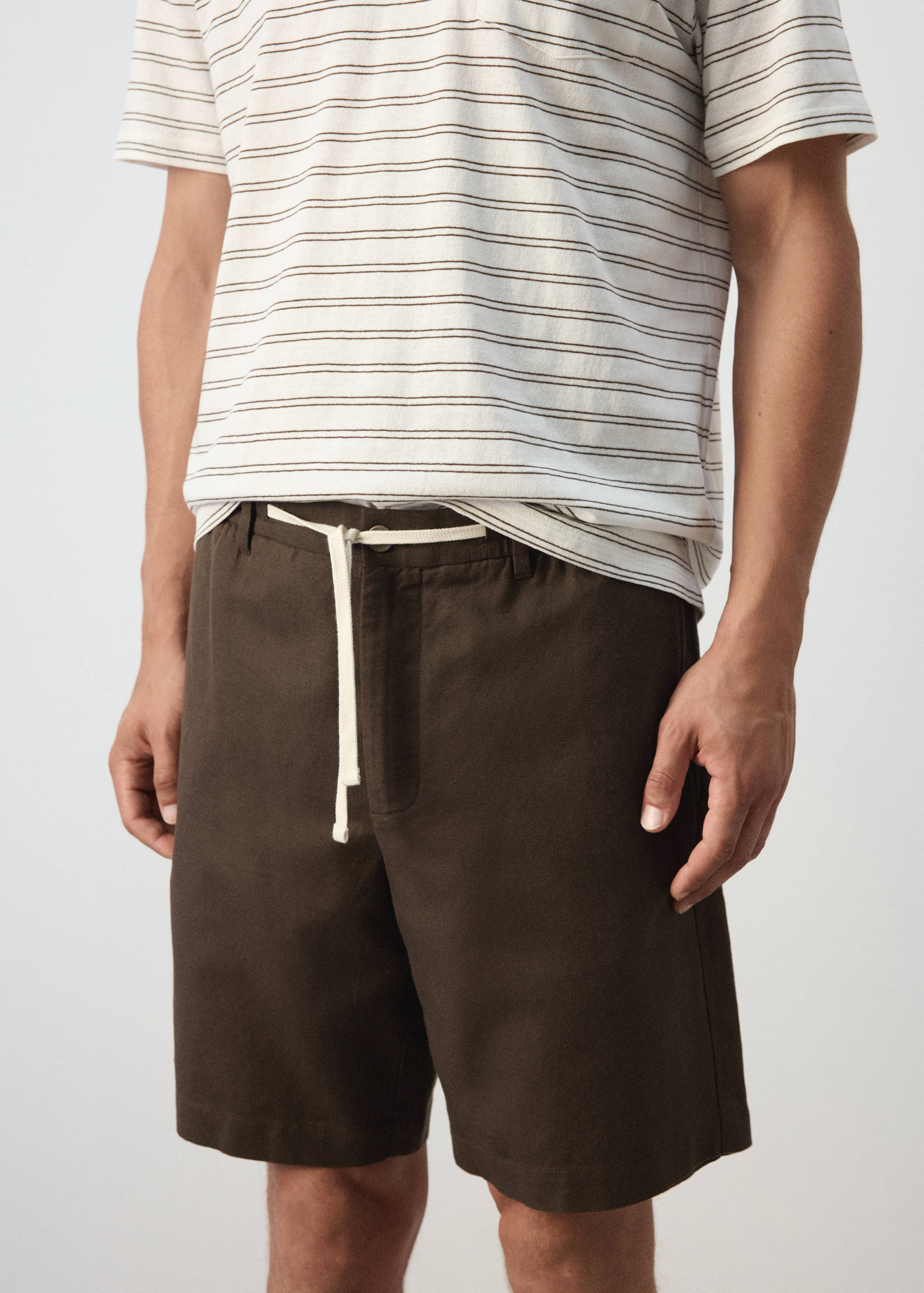 Bermuda en mélange coton-lin avec cordon - Détail de l'article 1