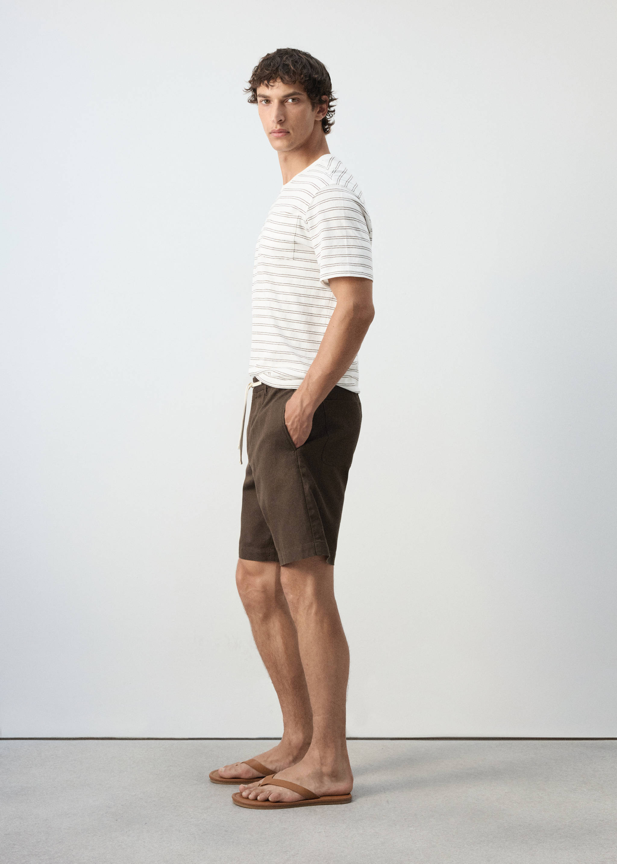 Bermuda en mélange coton-lin avec cordon - Détail de l'article 2