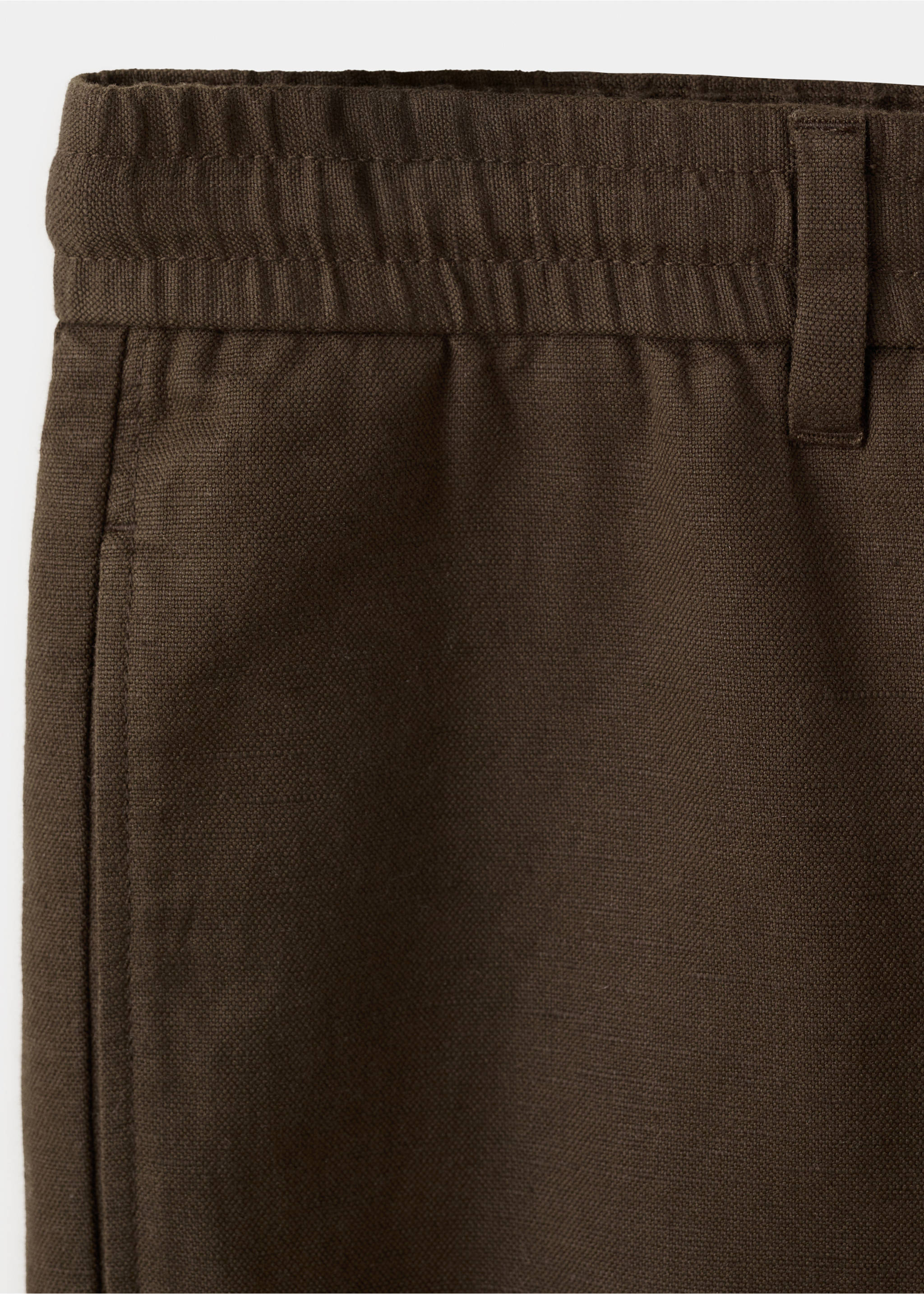Bermuda en mélange coton-lin avec cordon - Détail de l'article 0, Marron. Ref: 37032891-00.