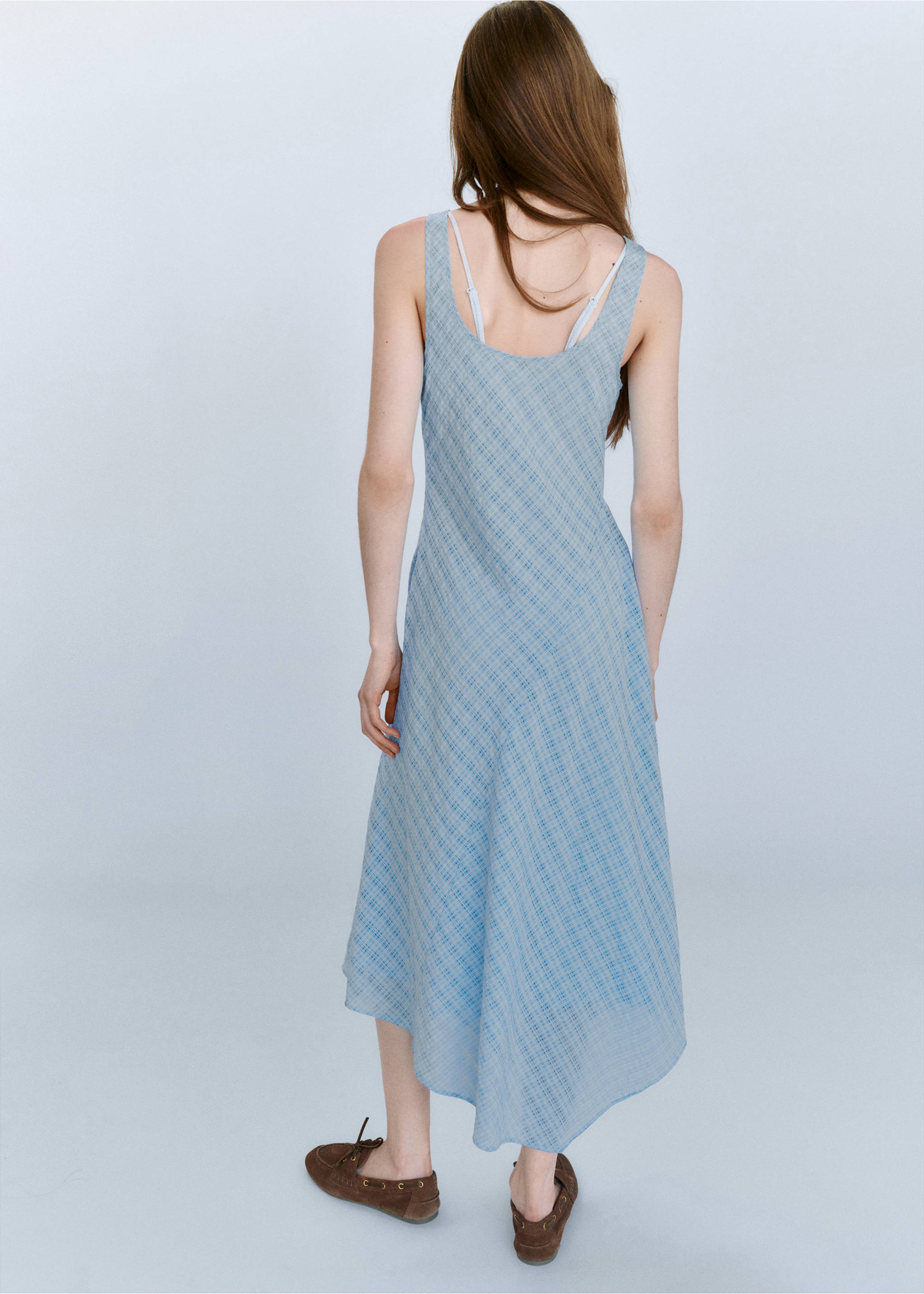 Check asymmetrical dress - Reverse of the article, Sky Blue. Ref: 37032892-00.