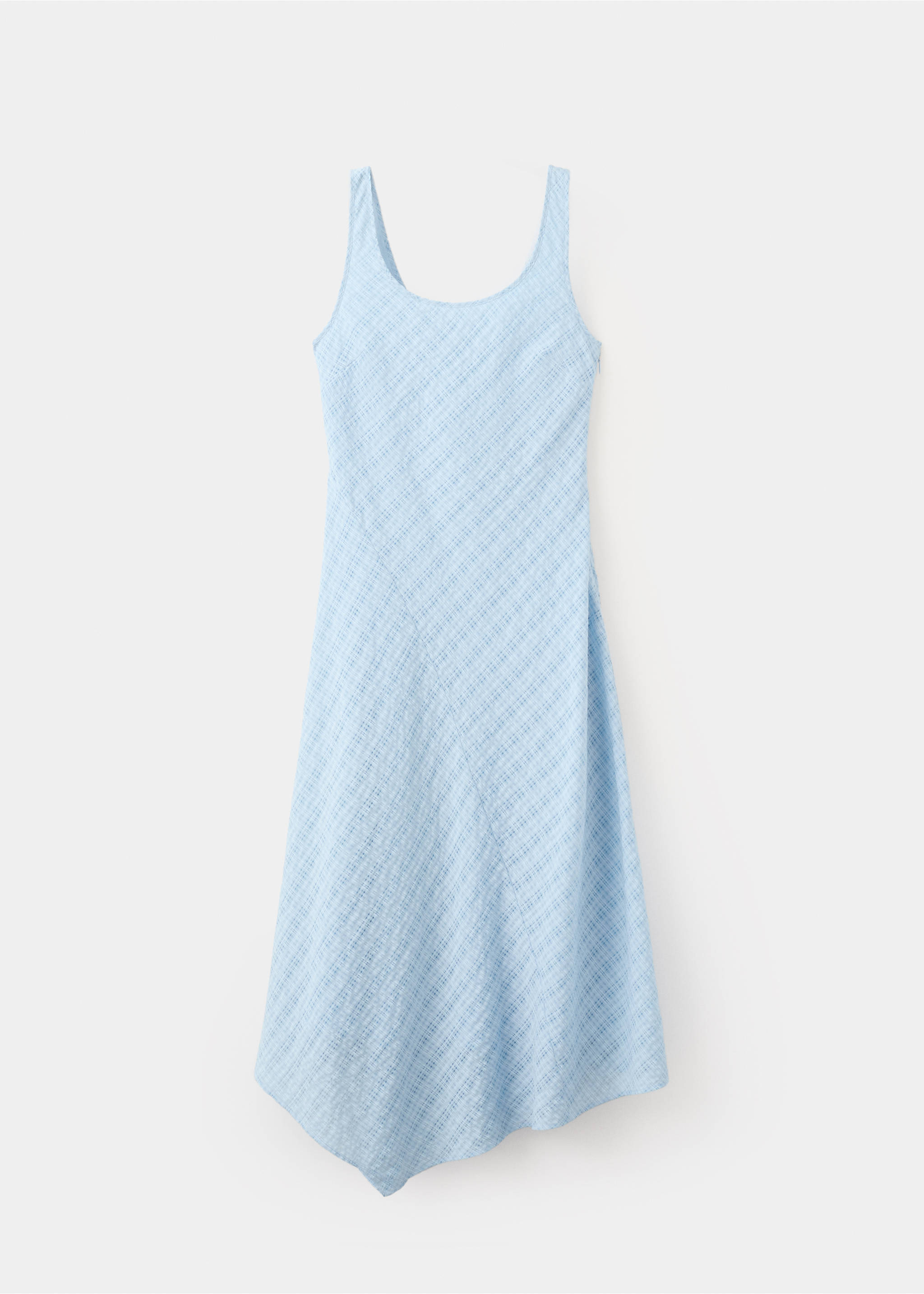 Check asymmetrical dress - Article without model, Sky Blue. Ref: 37032892-00.