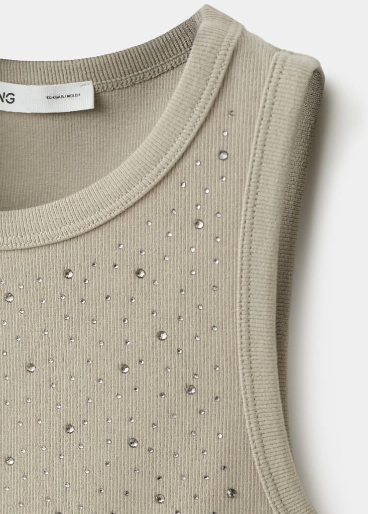 Wide strap glitter top — Medium Brown