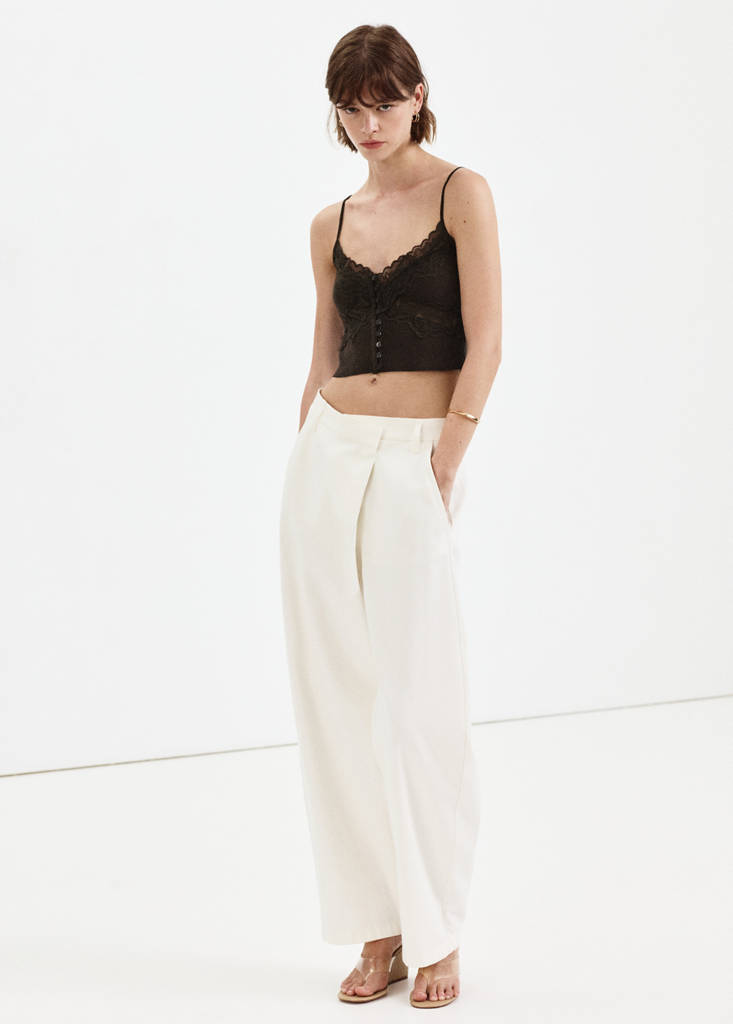 Fine knit lace crop top — Chocolate