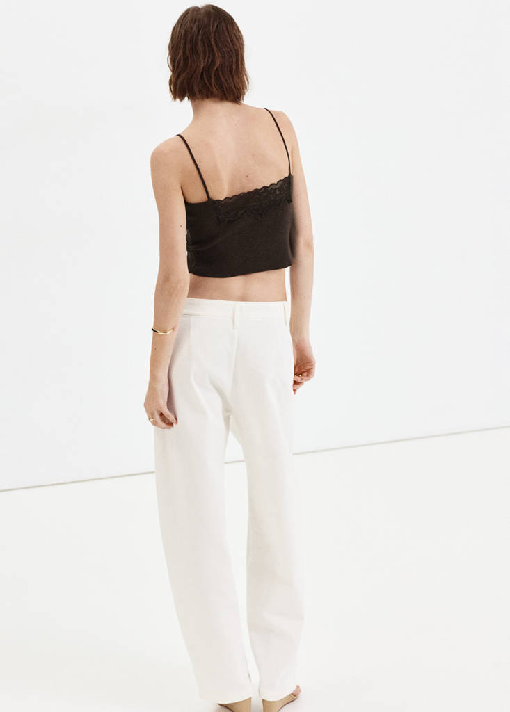 Fine knit lace crop top — Chocolate