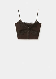 Fine knit lace crop top — Chocolate 5