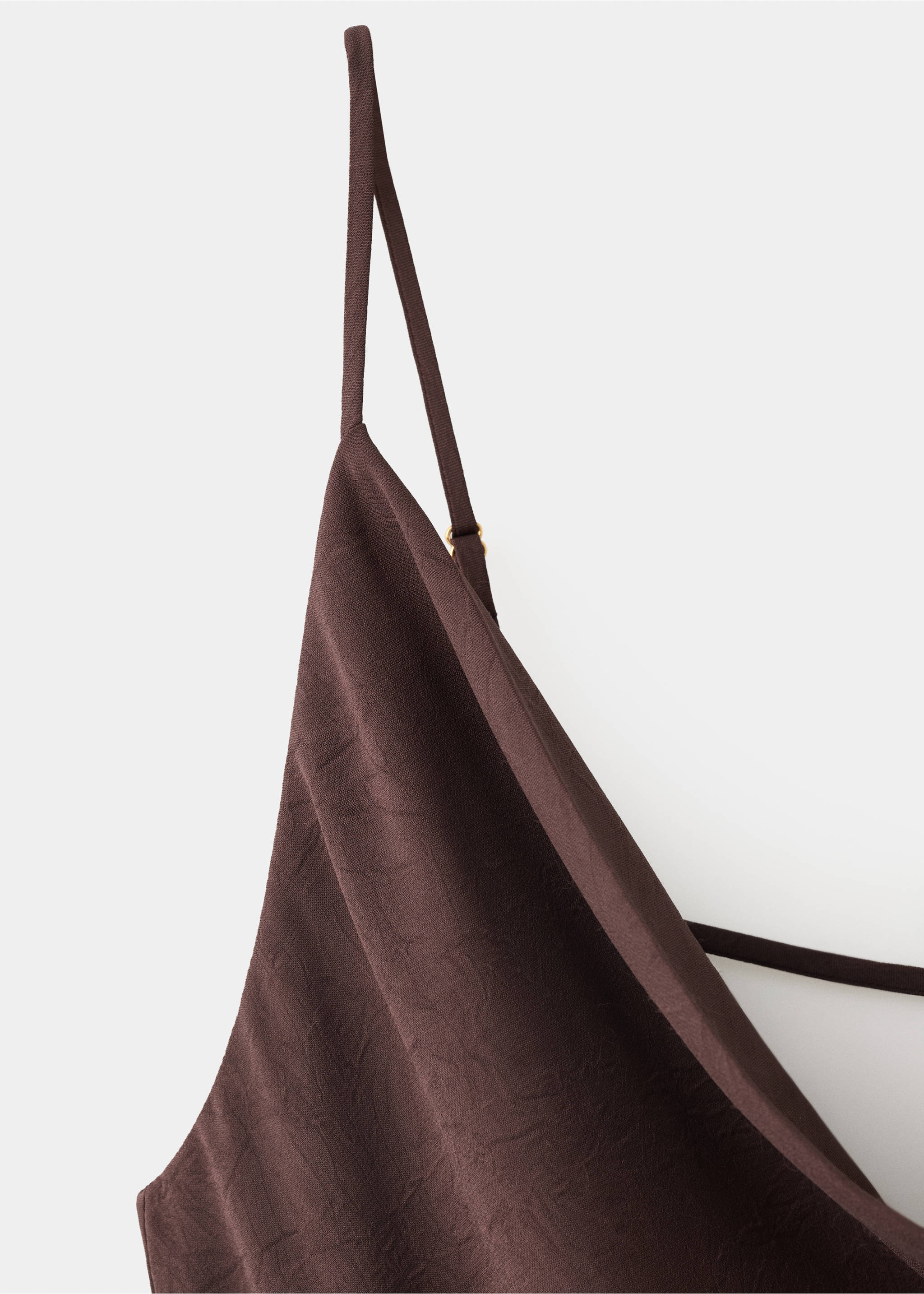 Draped neckline dress with back detail - Details of the article 8, Chocolate. Ref: 37032898-00.