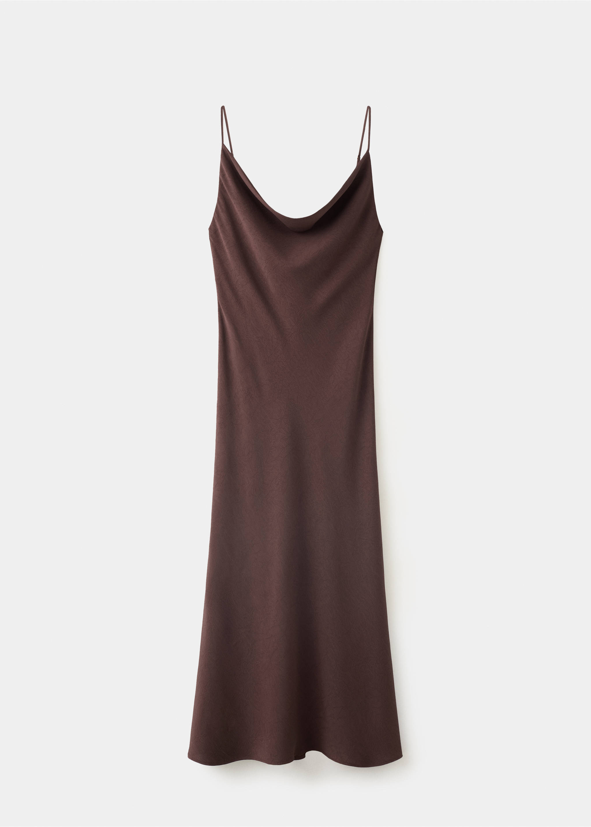 Draped neckline dress with back detail - Article without model, Chocolate. Ref: 37032898-00.