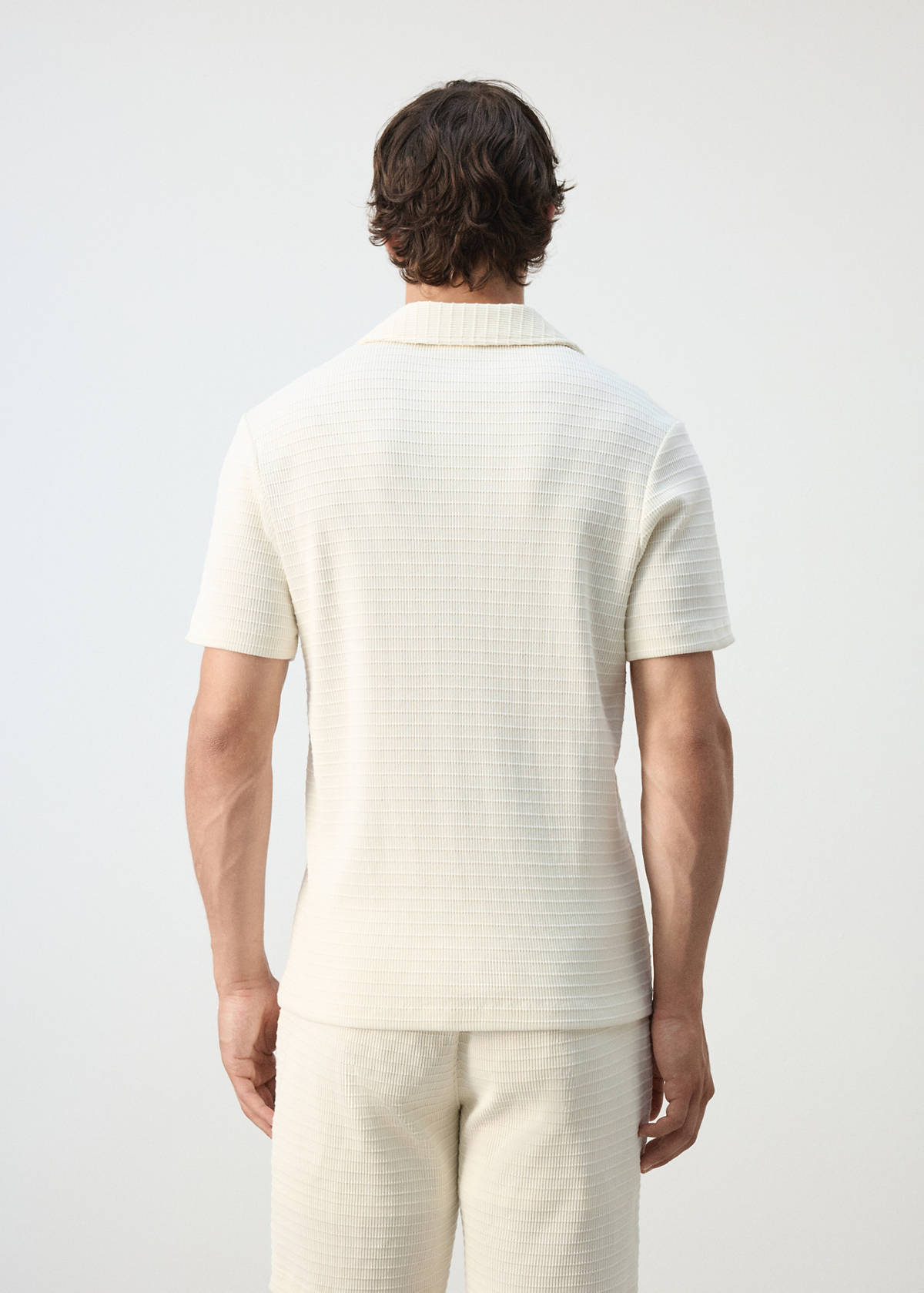 100% cotton texture polo shirt — Off White