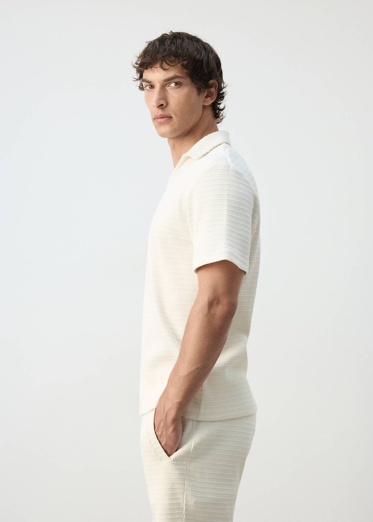 100% cotton texture polo shirt — Off White