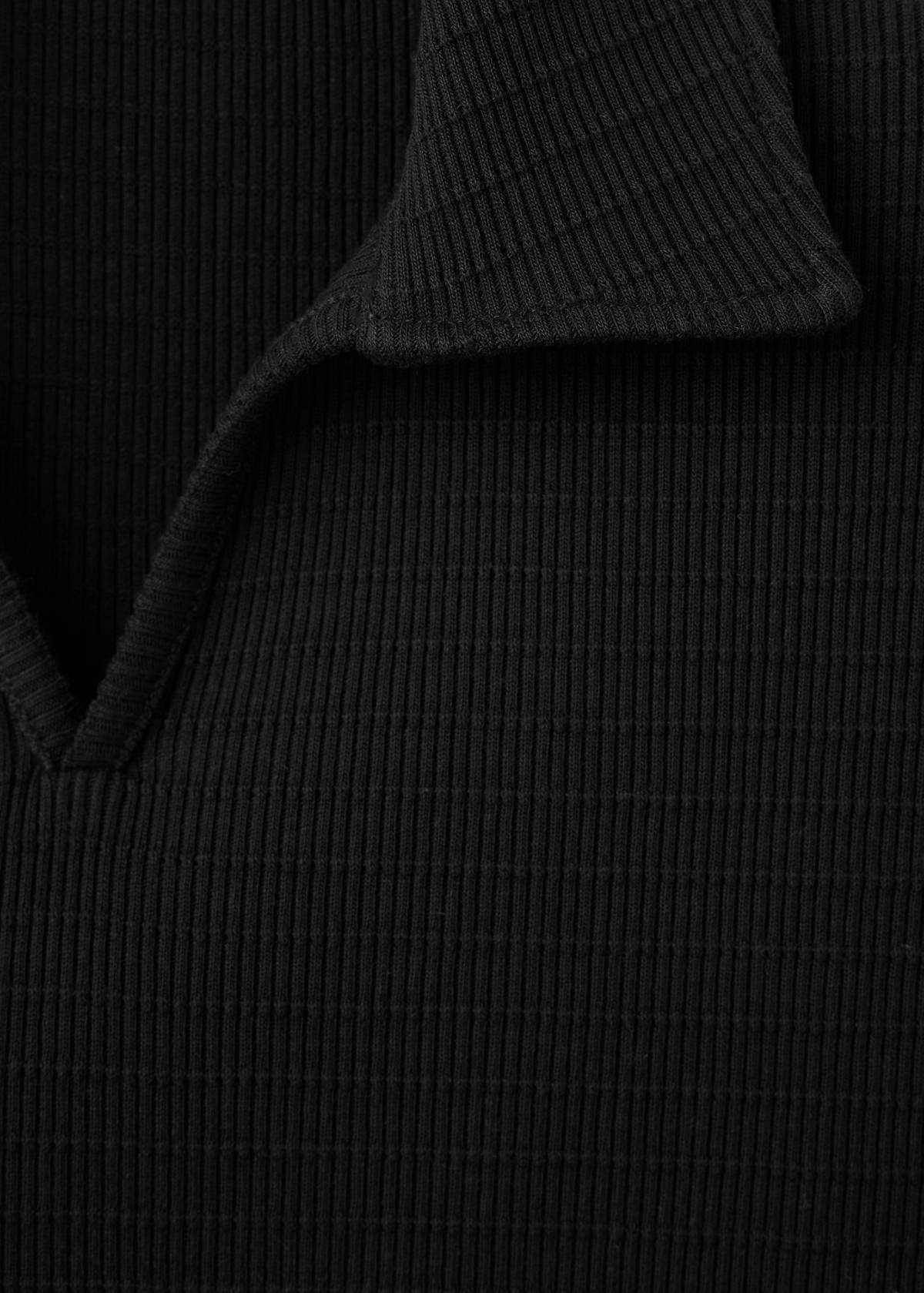 100% cotton texture polo shirt — Black