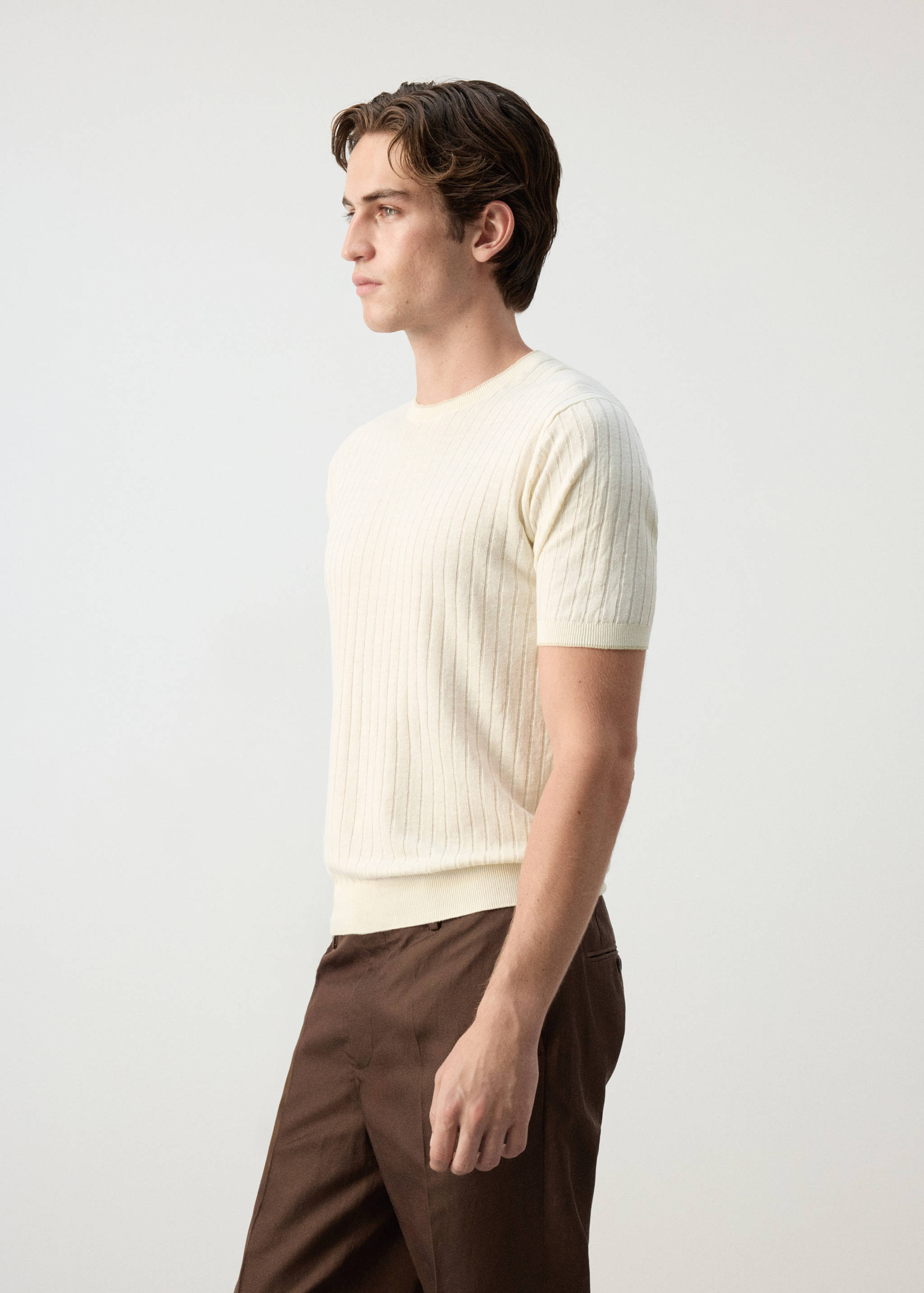 Cotton-linen blend knit T-shirt - Details of the article 2