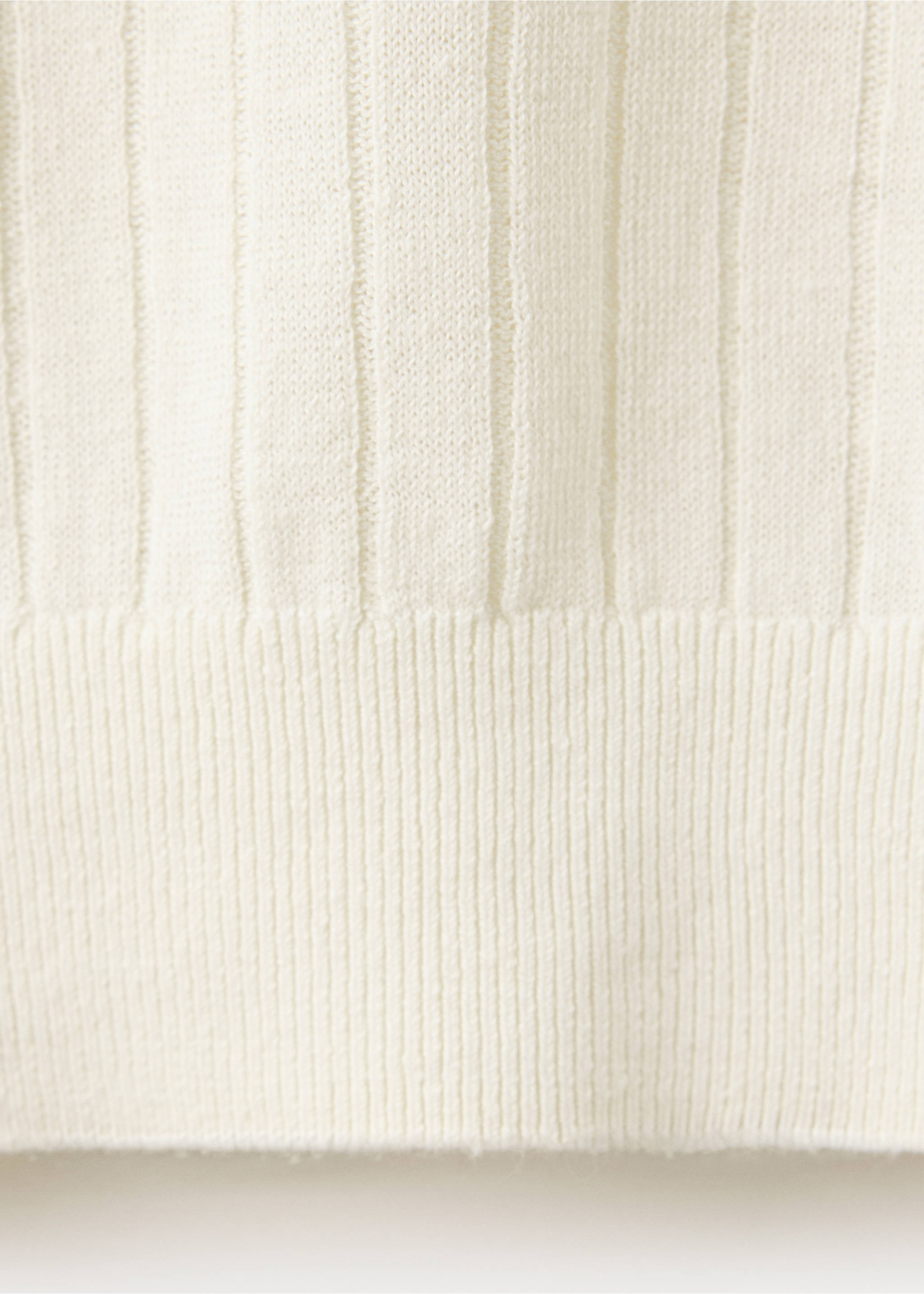 Cotton-linen blend knit T-shirt - Details of the article 0, Off White. Ref: 37032900-00.