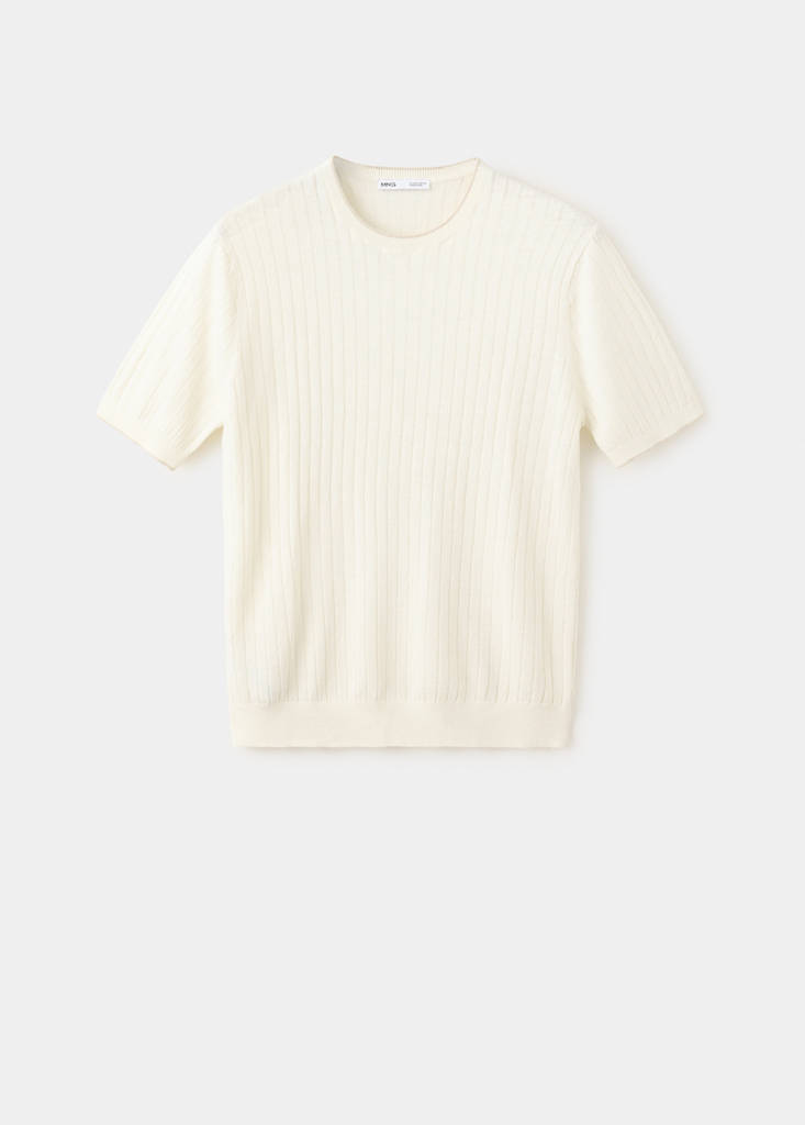 Ribbed linen lyocell blend T-shirt — Off White