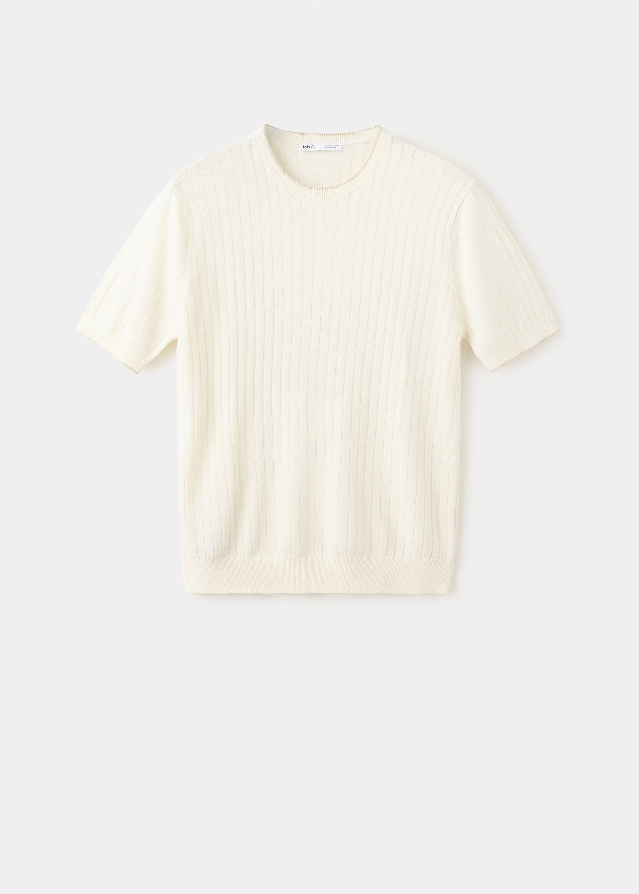 Cotton-linen blend knit T-shirt - Article without model, Off White. Ref: 37032900-00.