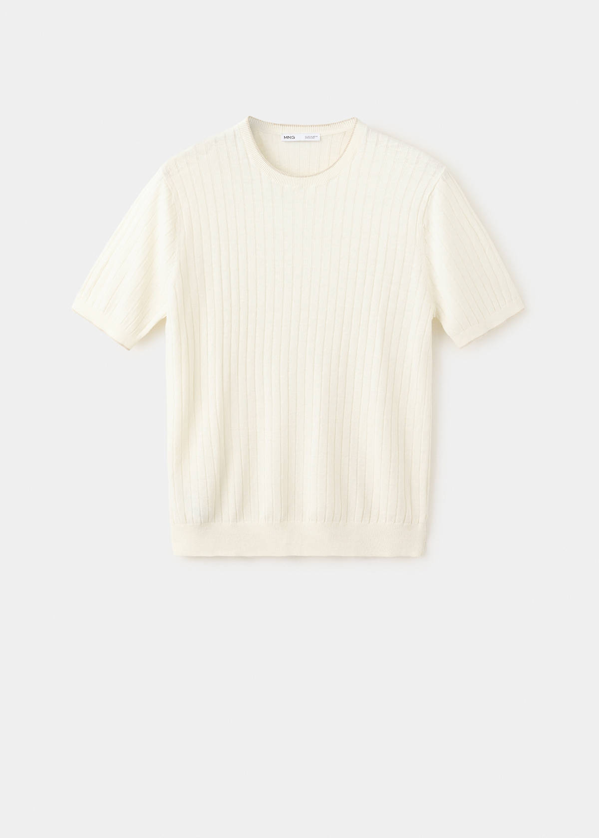 Ribbed linen lyocell blend T-shirt — Off White