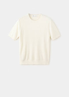 Ribbed linen lyocell blend T-shirt — Off White 6