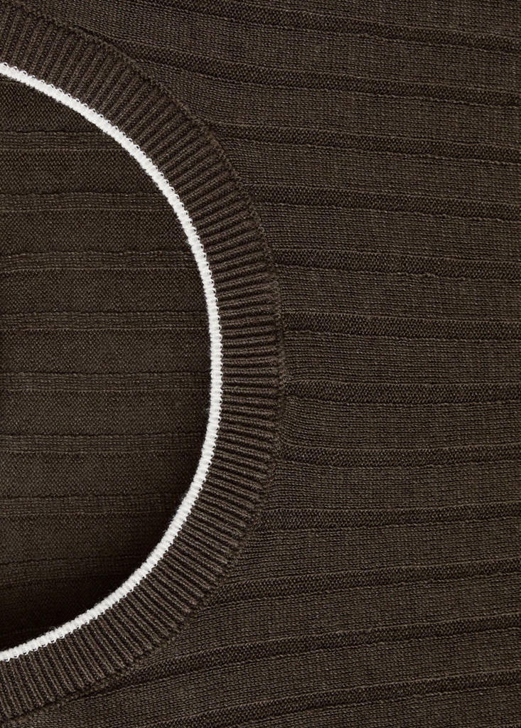 Ribbed linen lyocell blend T-shirt — Brown
