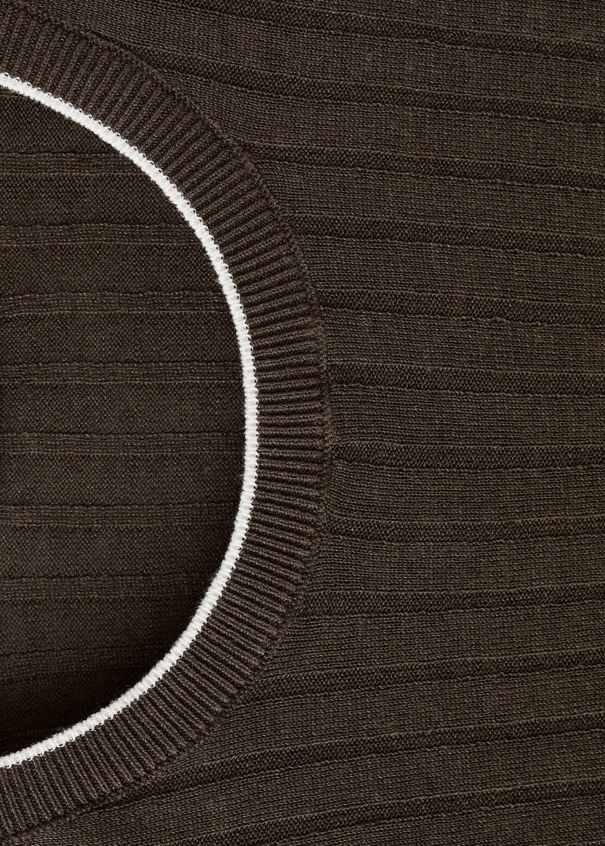 Ribbed linen lyocell blend T-shirt — Brown