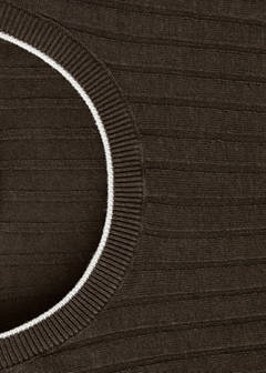 Ribbed linen lyocell blend T-shirt — Brown 7